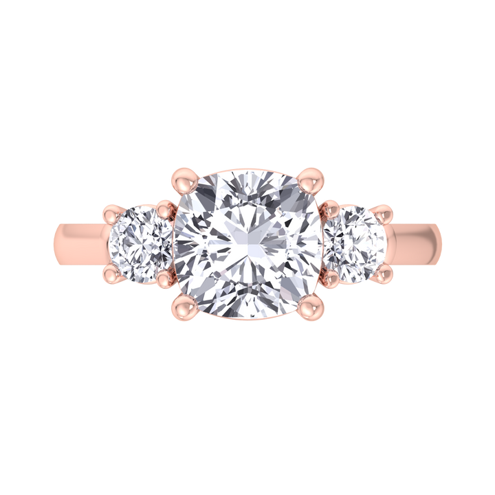 Cushion Cut   Engagement Ring With Round Sidestones