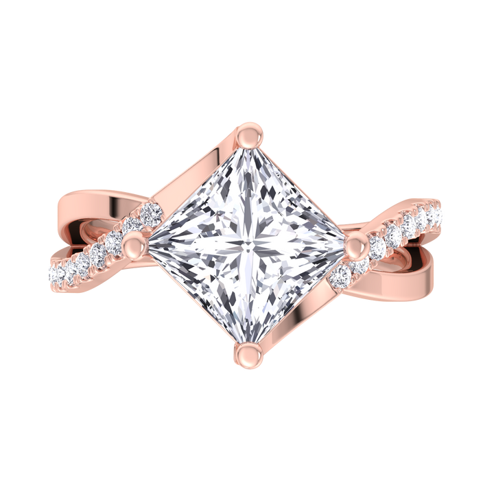 Princess Cut Engagement Ring With Wrap Detail Sidestones