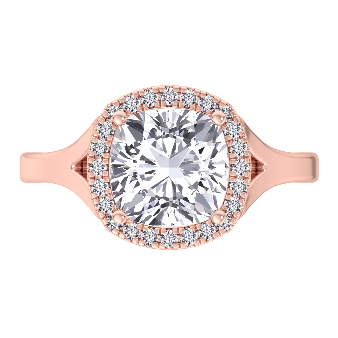 Cushion Cut Solitaire Engagement Ring With Halo