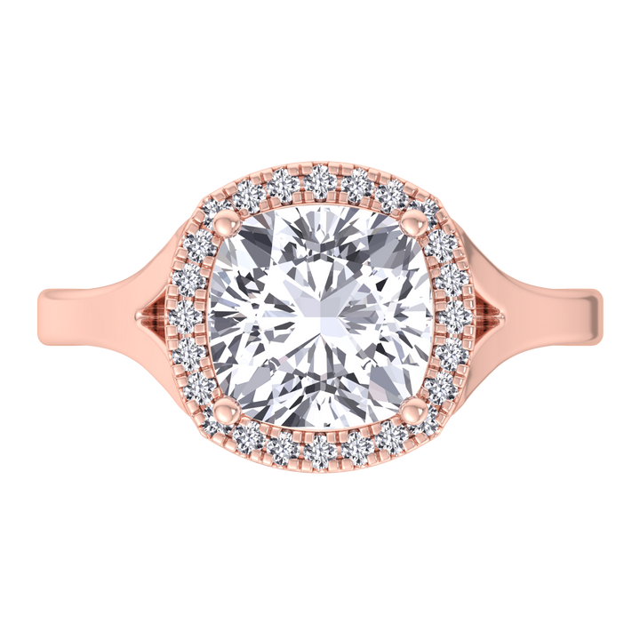 Cushion Cut Solitaire Engagement Ring With Halo