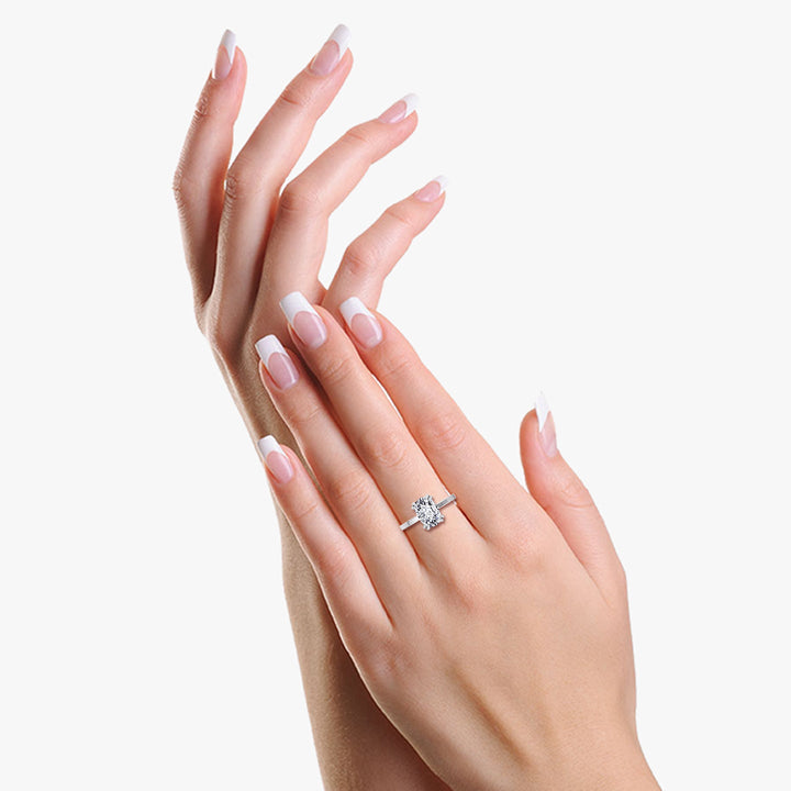 Elongated Cushion Cut Solitaire Engagement Ring