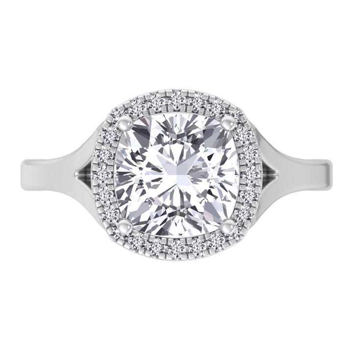 Cushion Cut Solitaire Engagement Ring With Halo
