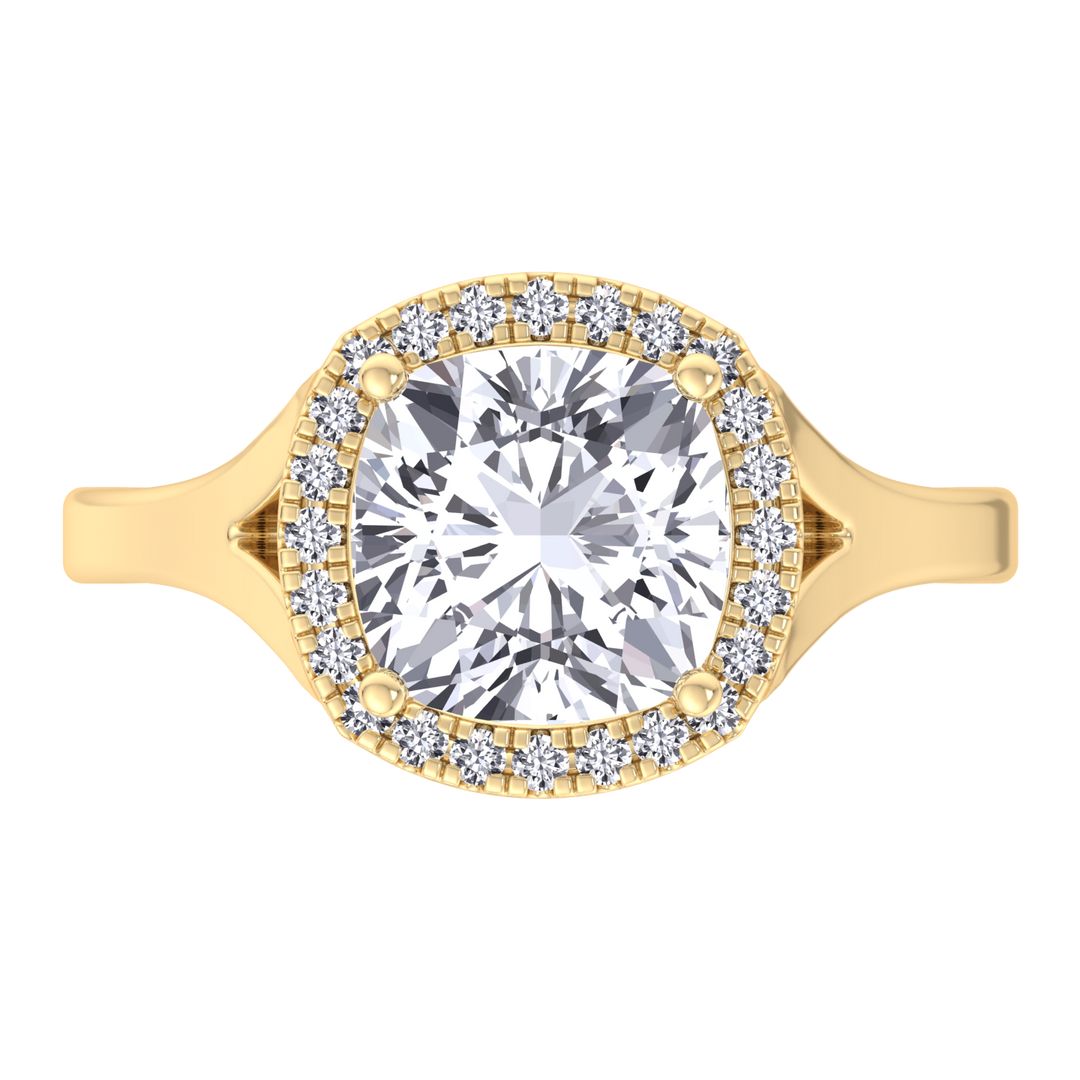 Cushion Cut Solitaire Engagement Ring With Halo