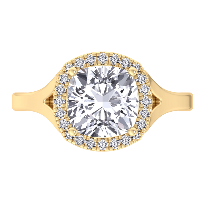 Cushion Cut Solitaire Engagement Ring With Halo