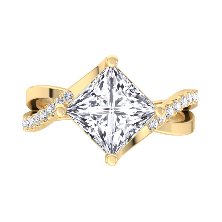 Princess Cut Engagement Ring With Wrap Detail Sidestones