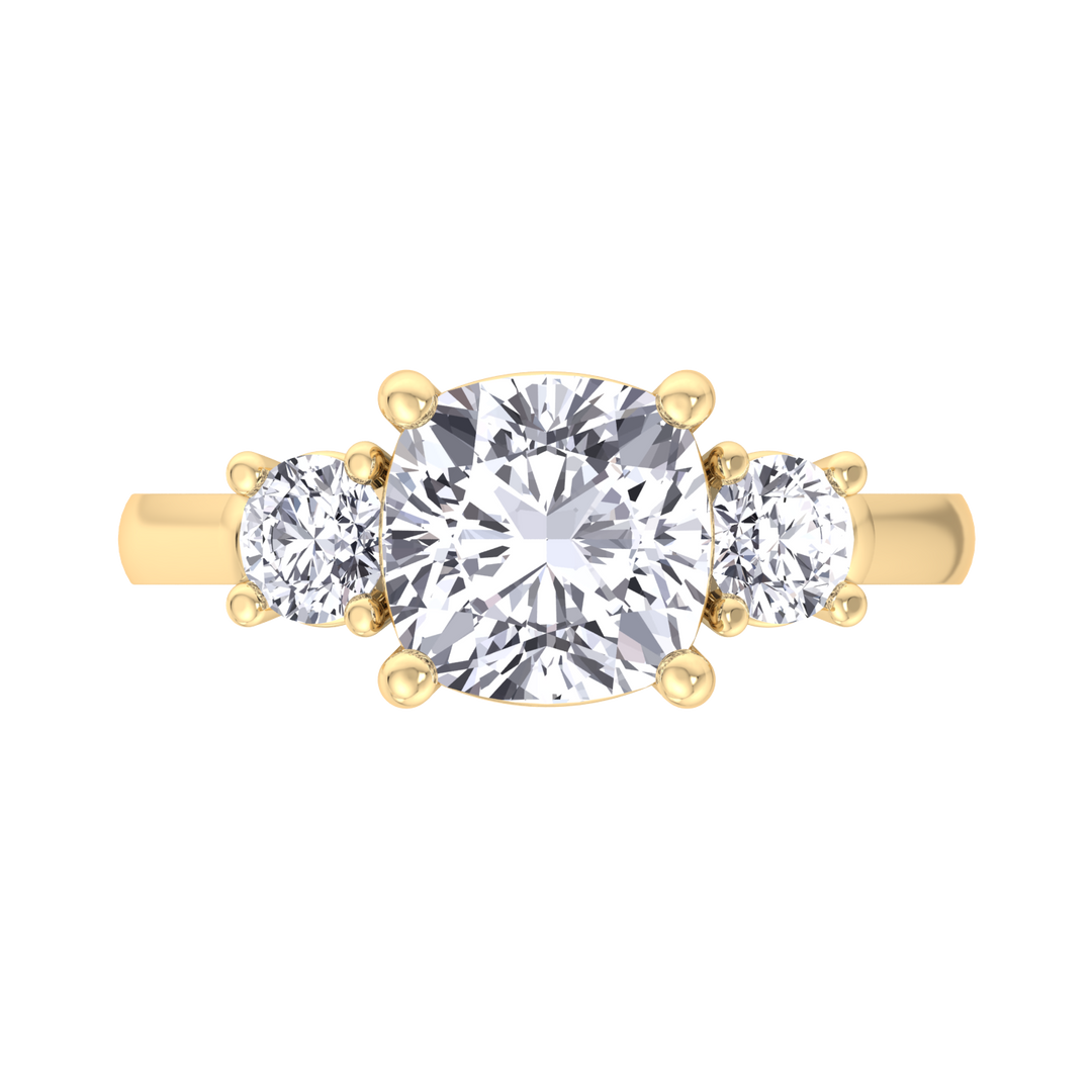 Cushion Cut   Engagement Ring With Round Sidestones