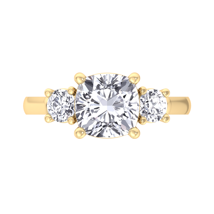 Cushion Cut   Engagement Ring With Round Sidestones