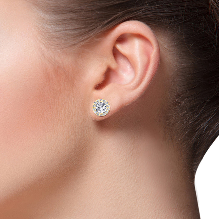 Round Cut Halo Studs