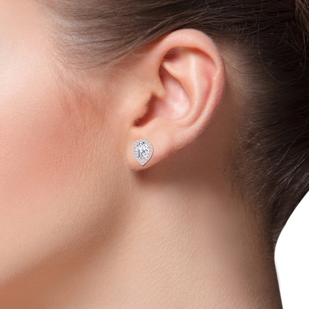 Pear Shape Halo Studs