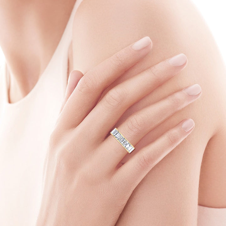 Emerald Cut Channel Set Eternity Band