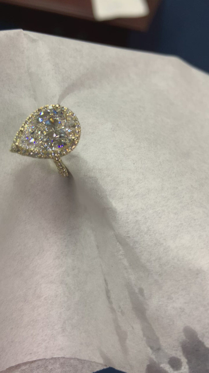 Pear Shape Halo   Engagement Ring with Sidestones