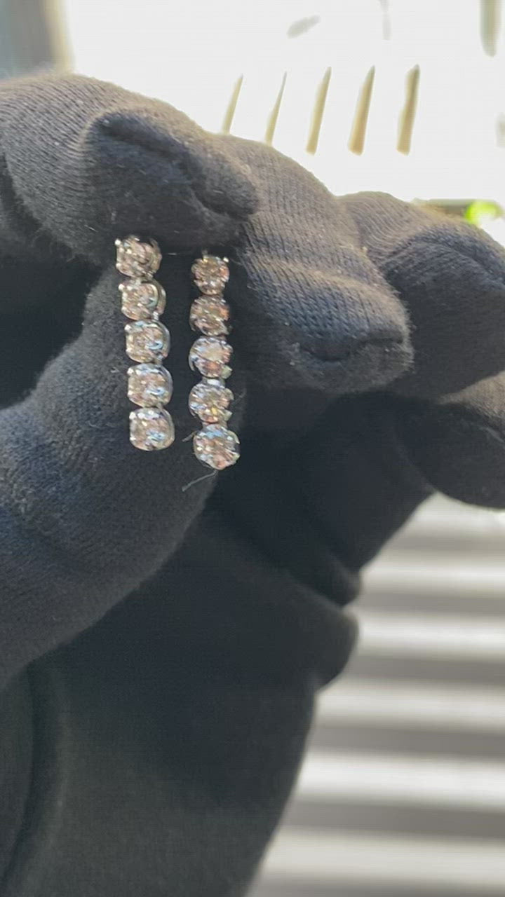 Round Cut Tennis Drop Earrings