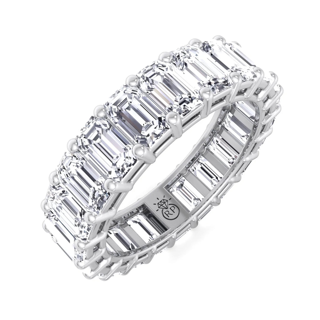 IG Deal 5 Carat Emerald Cut Eternity Band in 18K White Gold
