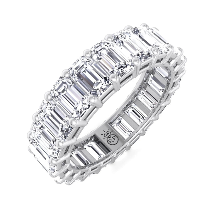 IG Deal 5 Carat Emerald Cut Eternity Band in 18K White Gold