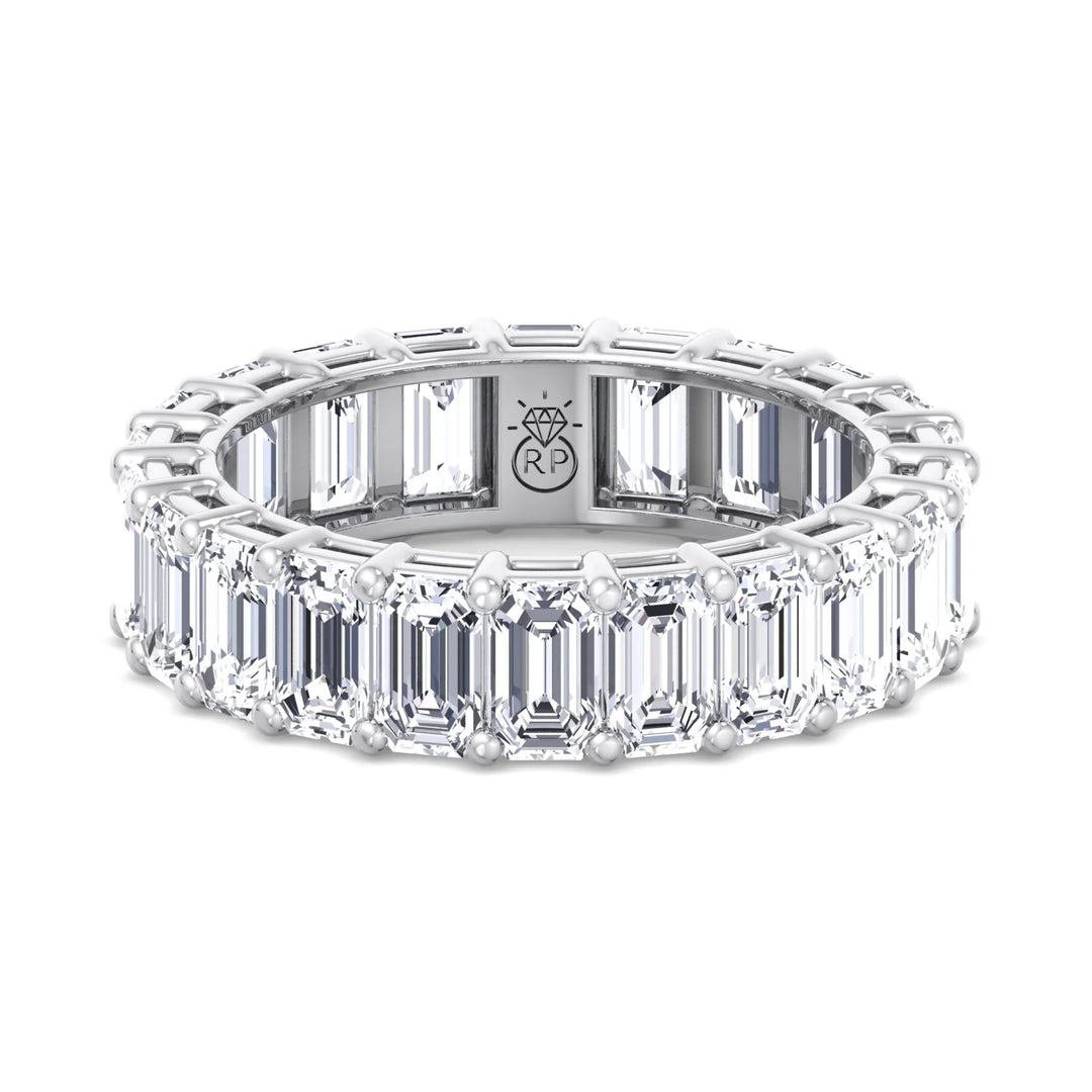 IG Deal 5 Carat Emerald Cut Eternity Band in 18K White Gold
