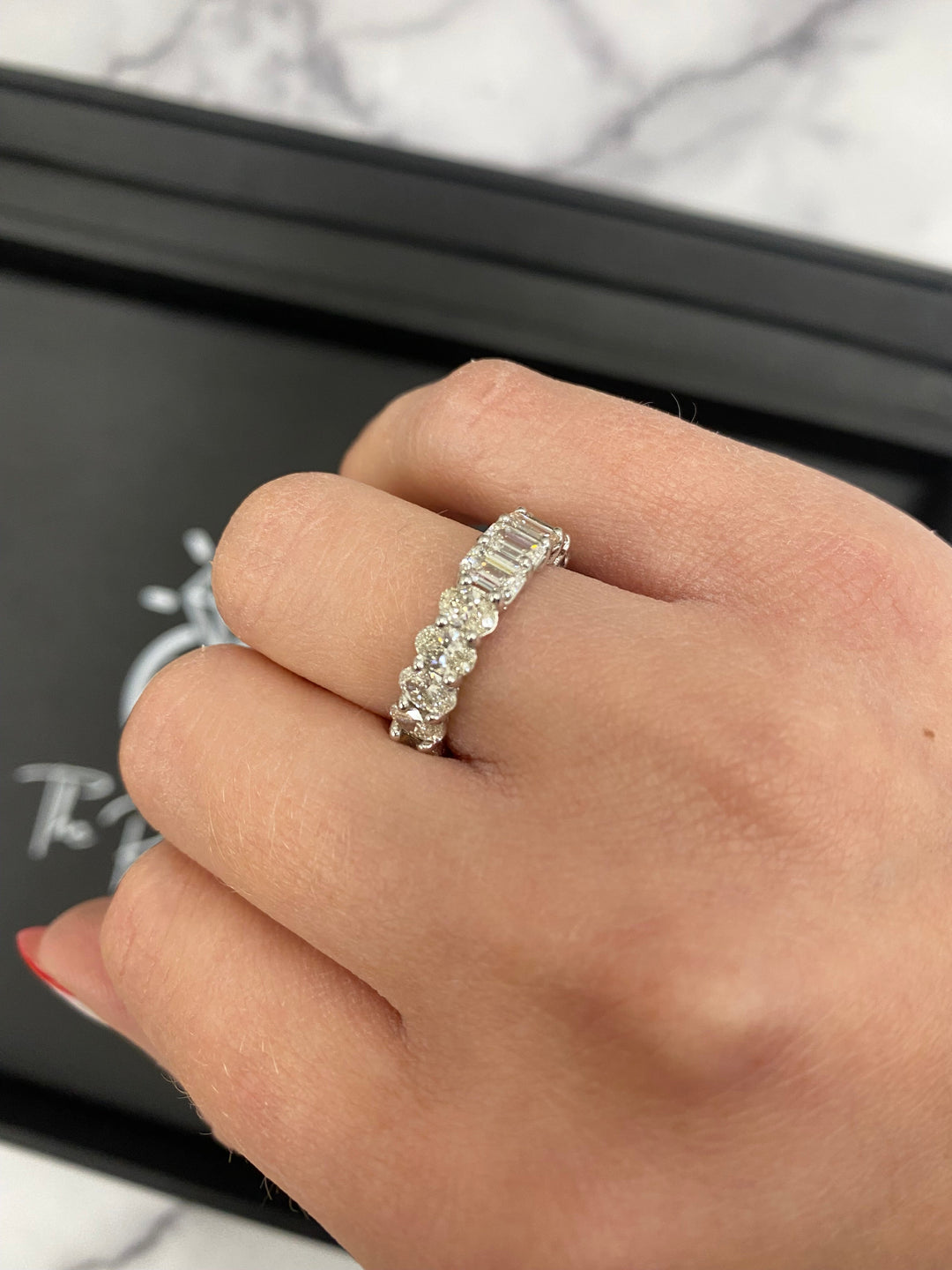 Oval &amp; Emerald Cut Double Shape Eternity Band