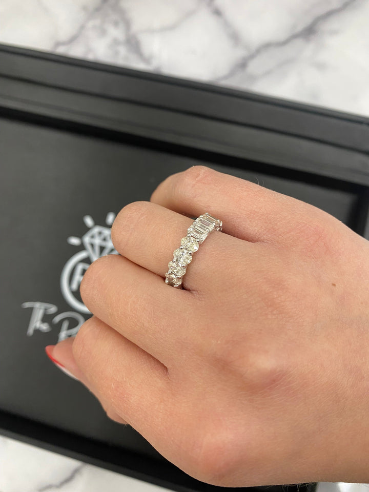 Oval &amp; Emerald Cut Double Shape Eternity Band