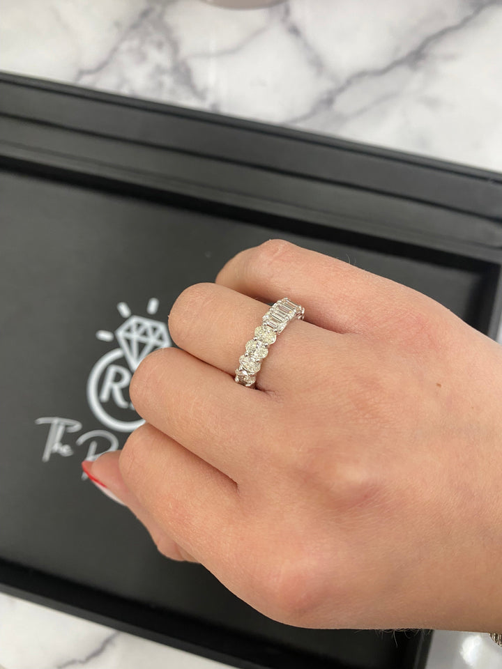 Oval &amp; Emerald Cut Double Shape Eternity Band