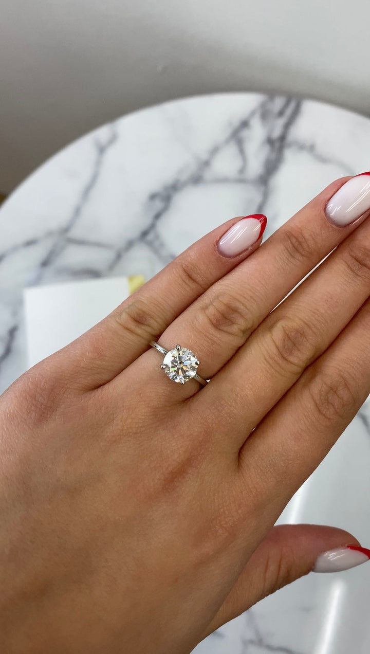 Thin Band Solitaire Round Brilliant Engagement Ring