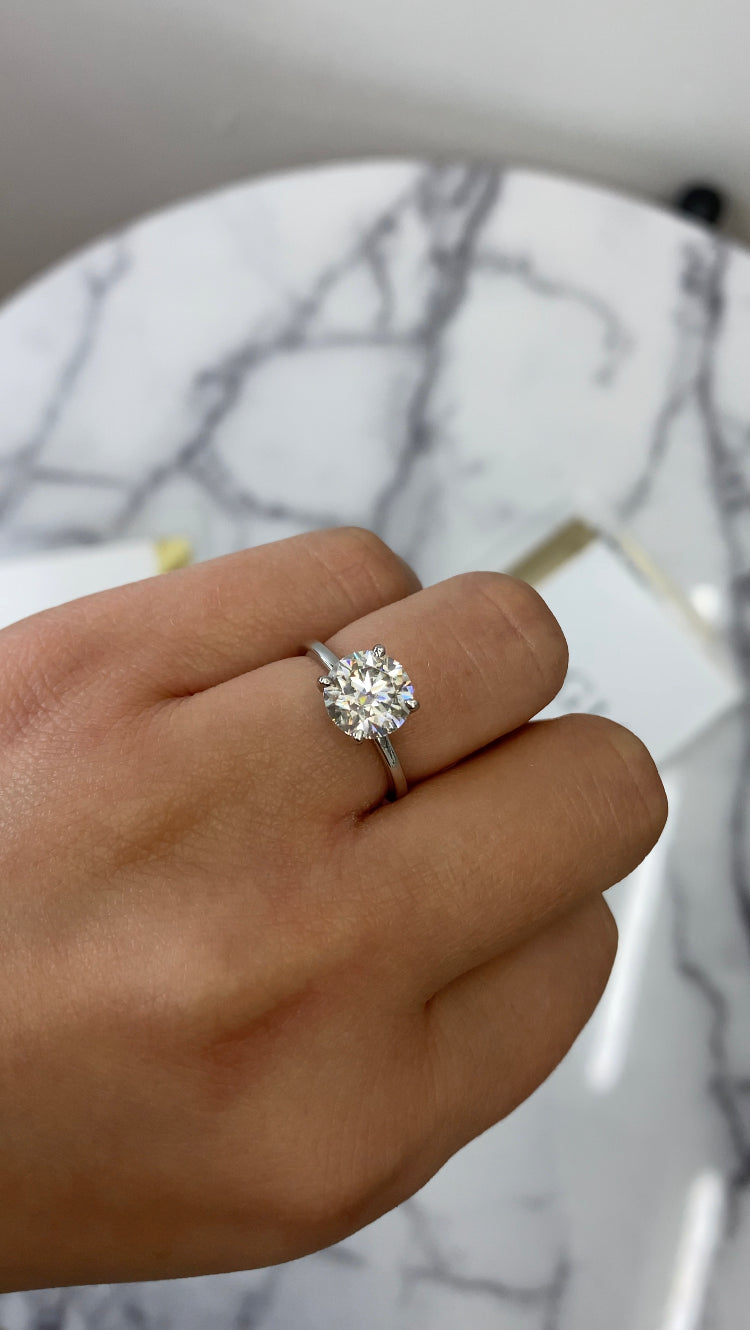 Thin Band Solitaire Round Brilliant Engagement Ring