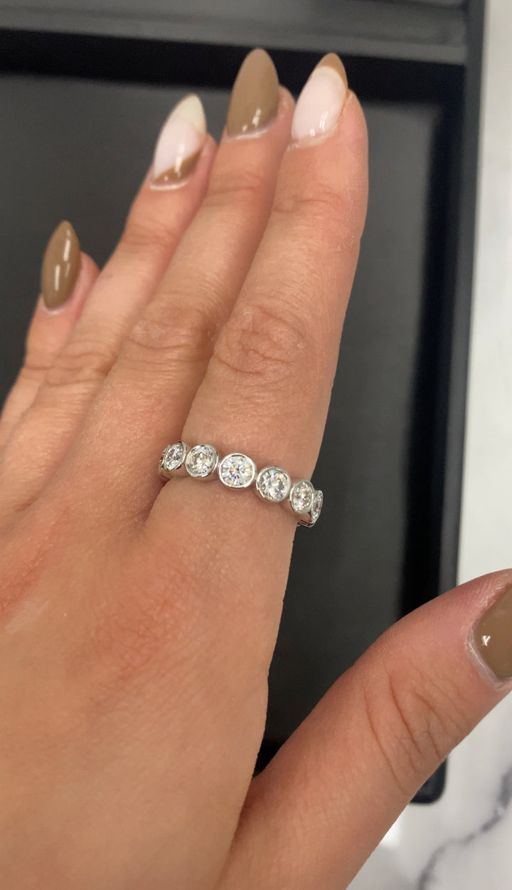 Round Cut Bezel Set Eternity Band