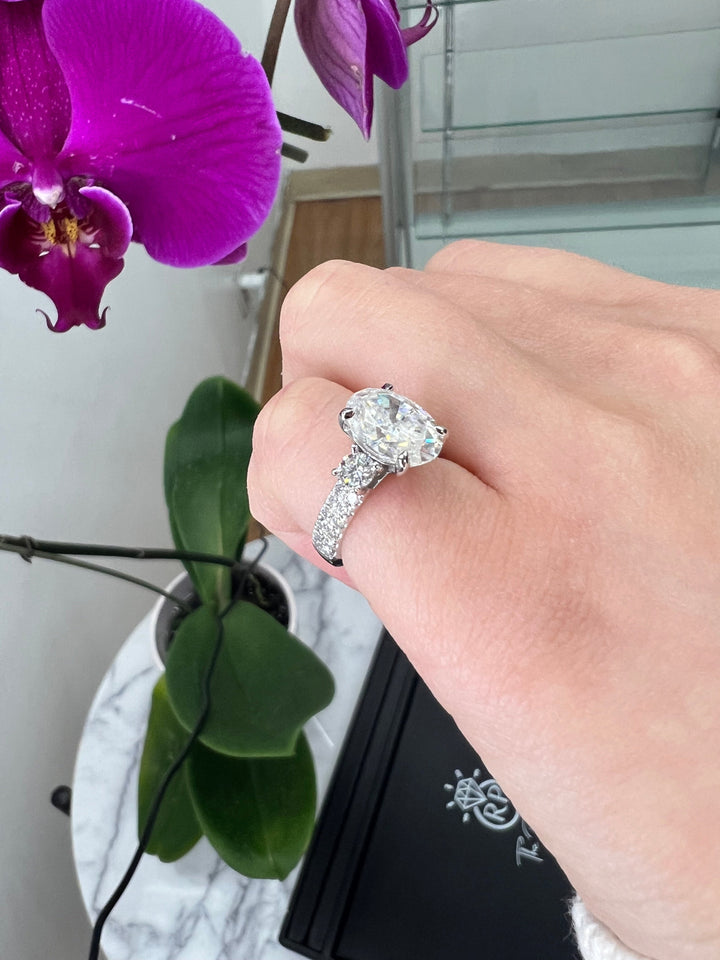 Double Row Accented Round &amp; Oval Engagement Ring