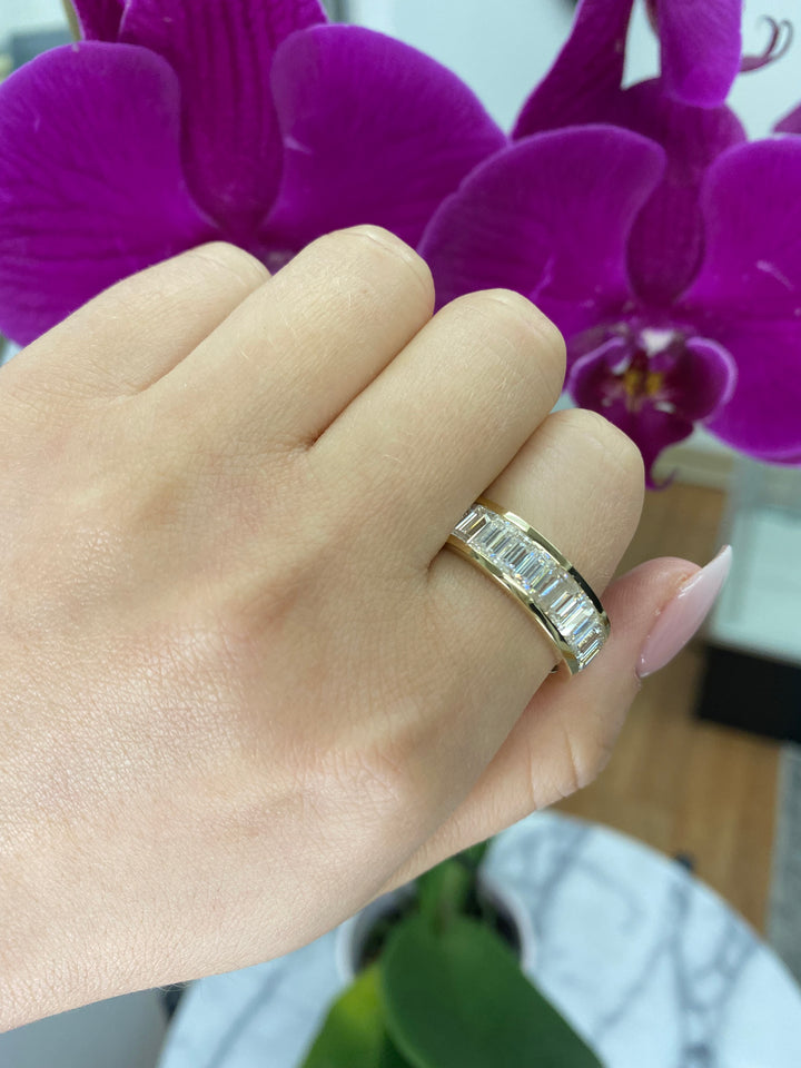 Emerald Cut Channel Set Eternity Band