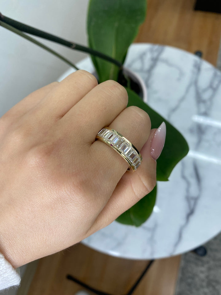 Emerald Cut Channel Set Eternity Band