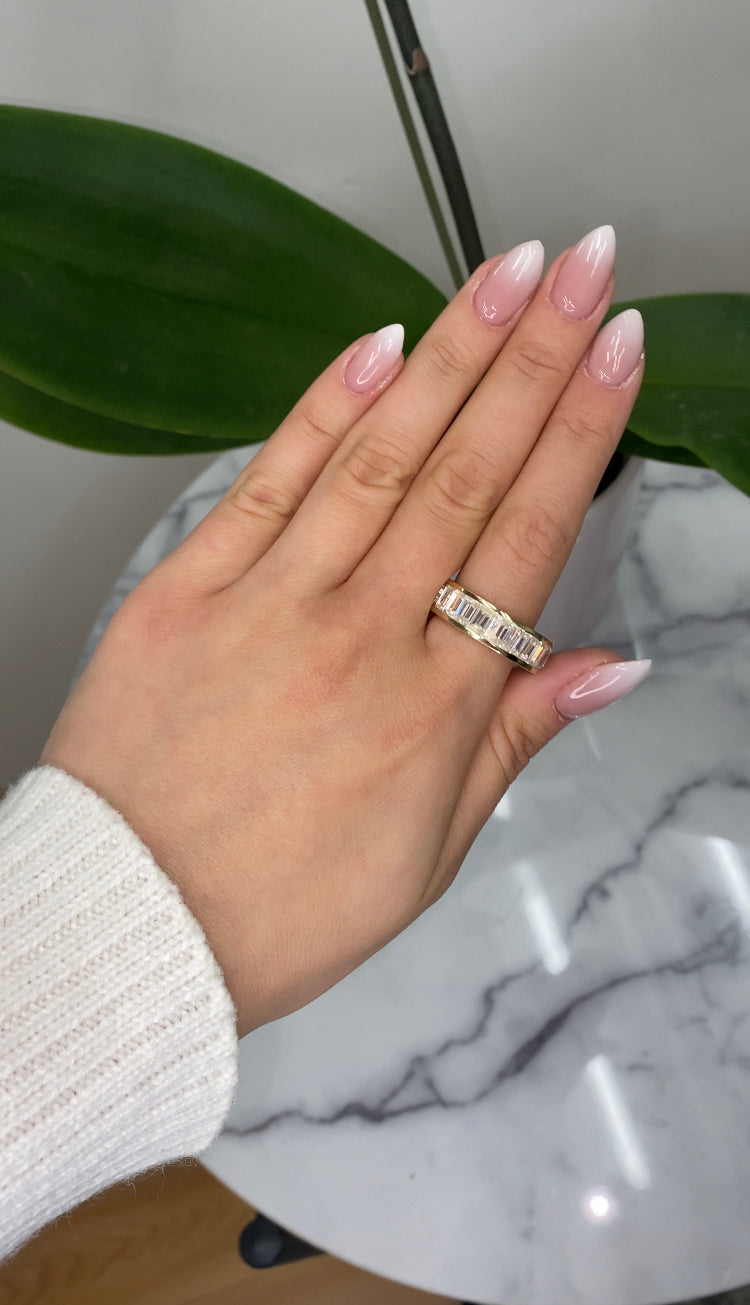 Emerald Cut Channel Set Eternity Band