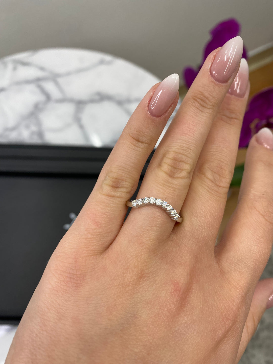 Curved Pave Wedding Band (0.12 CT)
