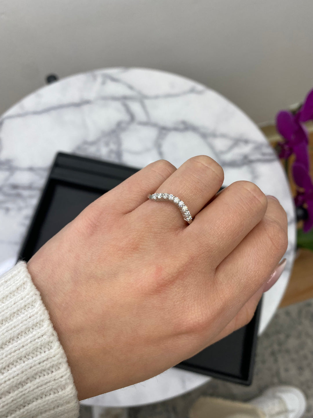 Curved Pave Wedding Band (0.12 CT)