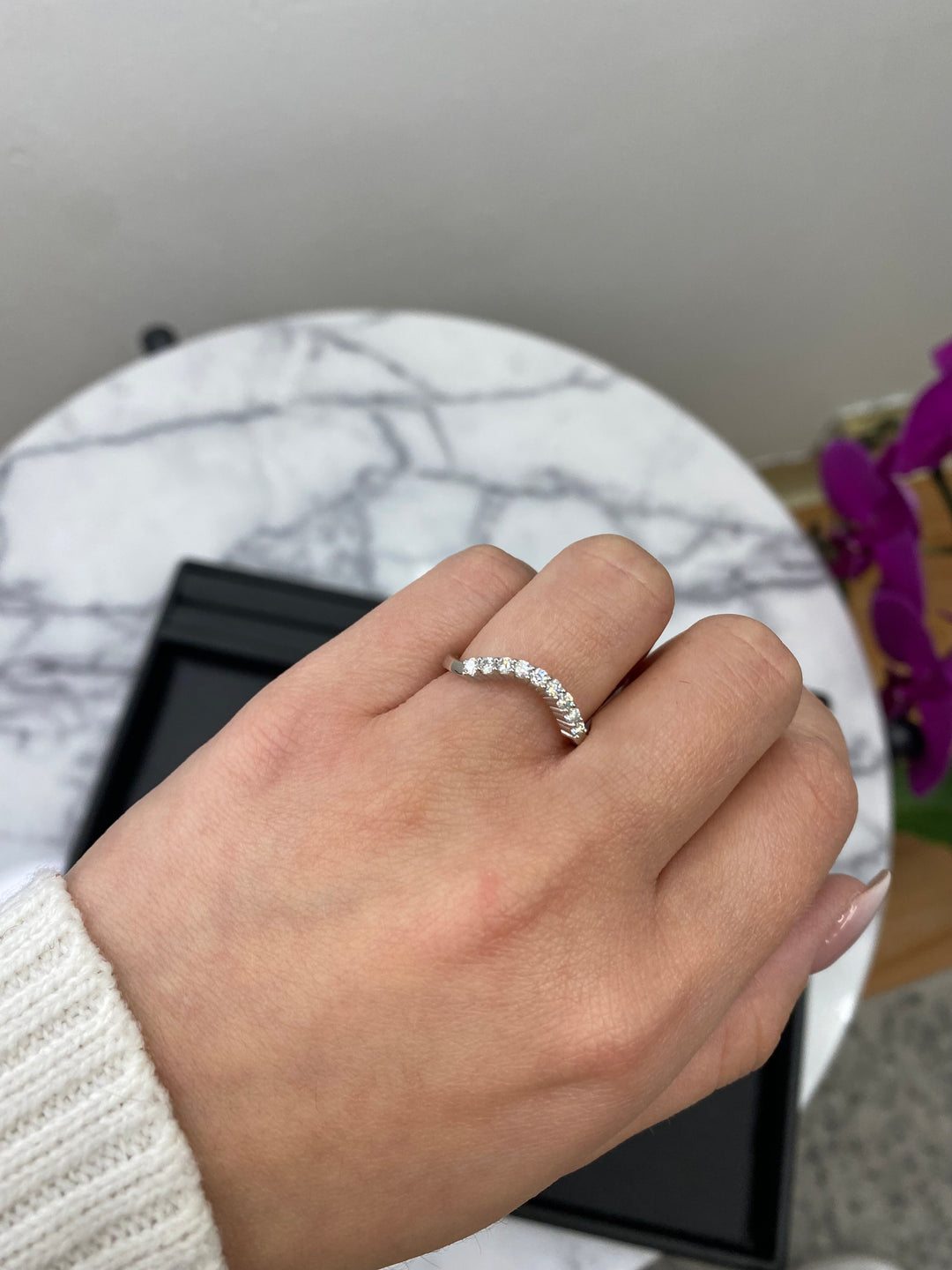 Curved Pave Wedding Band (0.12 CT)
