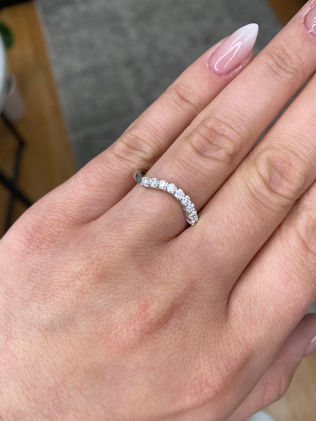 Curved Pave Wedding Band (0.12 CT)