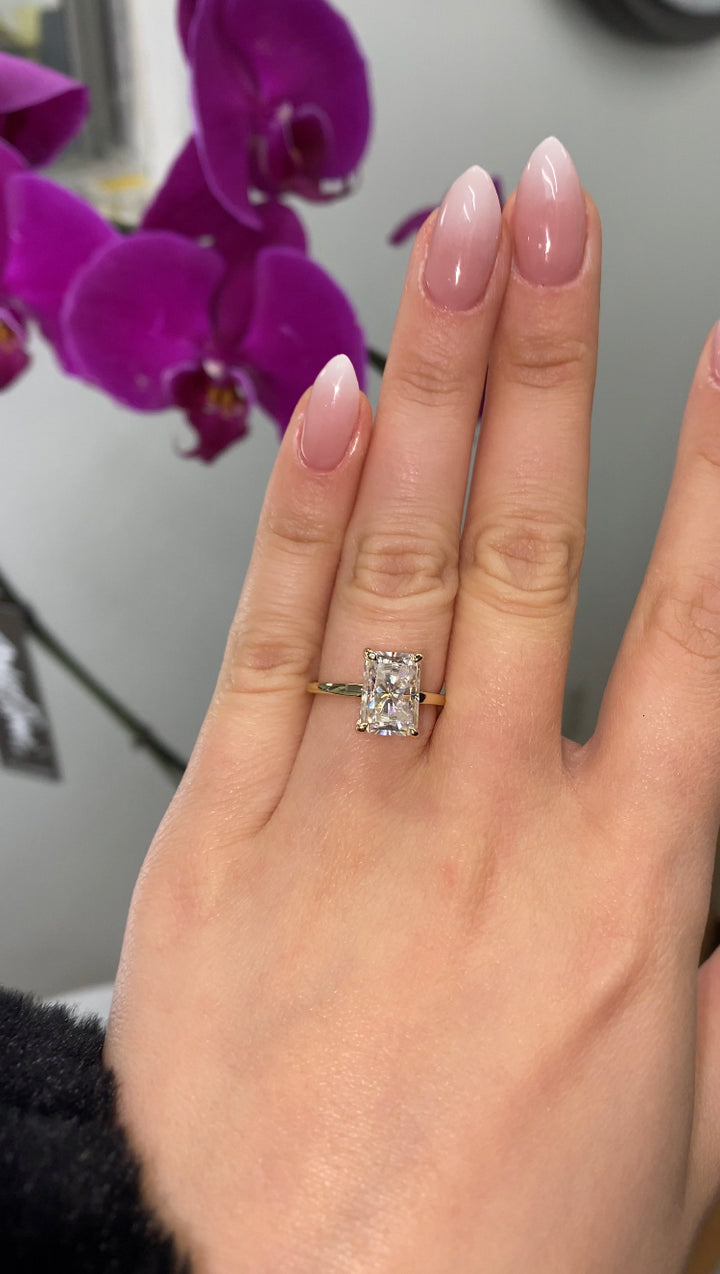 Radiant Cut Invisible Halo Engagement Ring