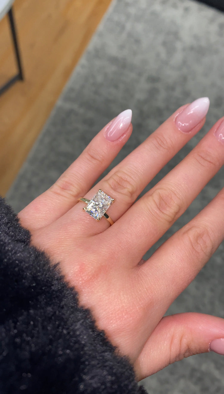 Radiant Cut Invisible Halo Engagement Ring