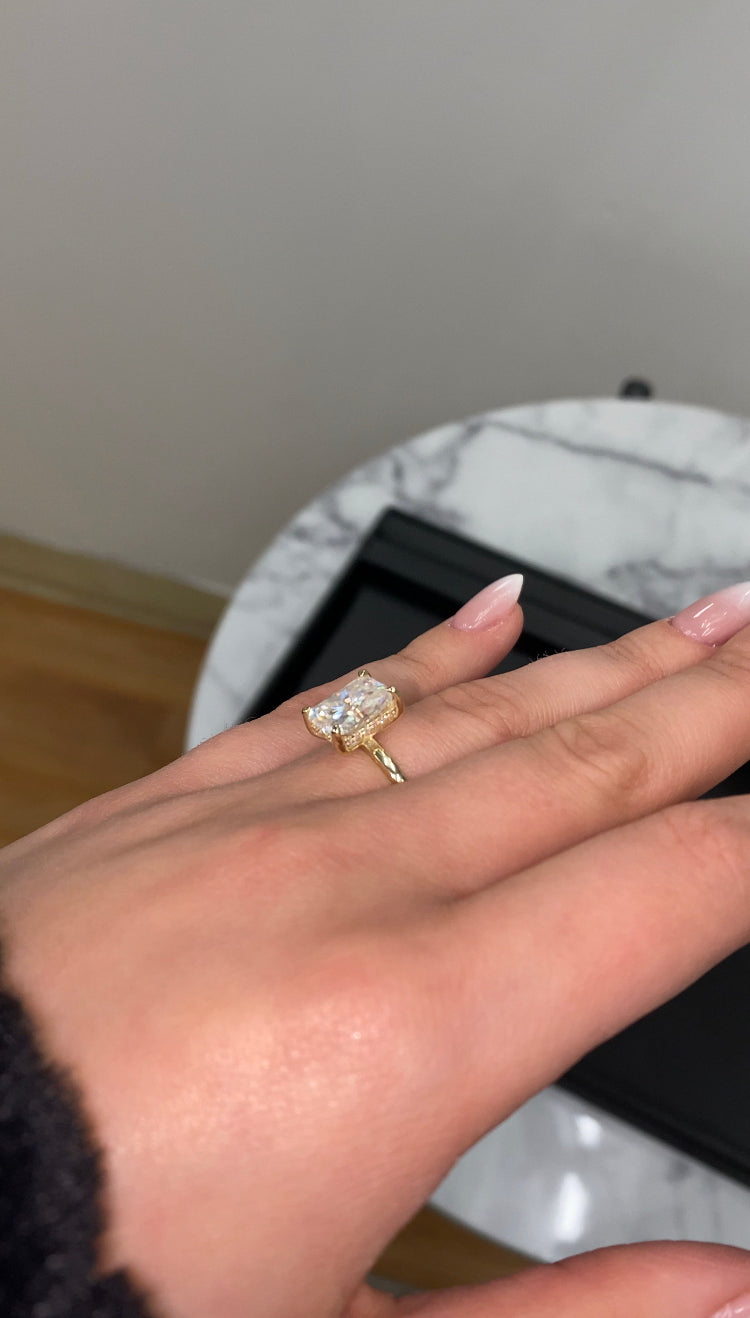 Radiant Cut Invisible Halo Engagement Ring