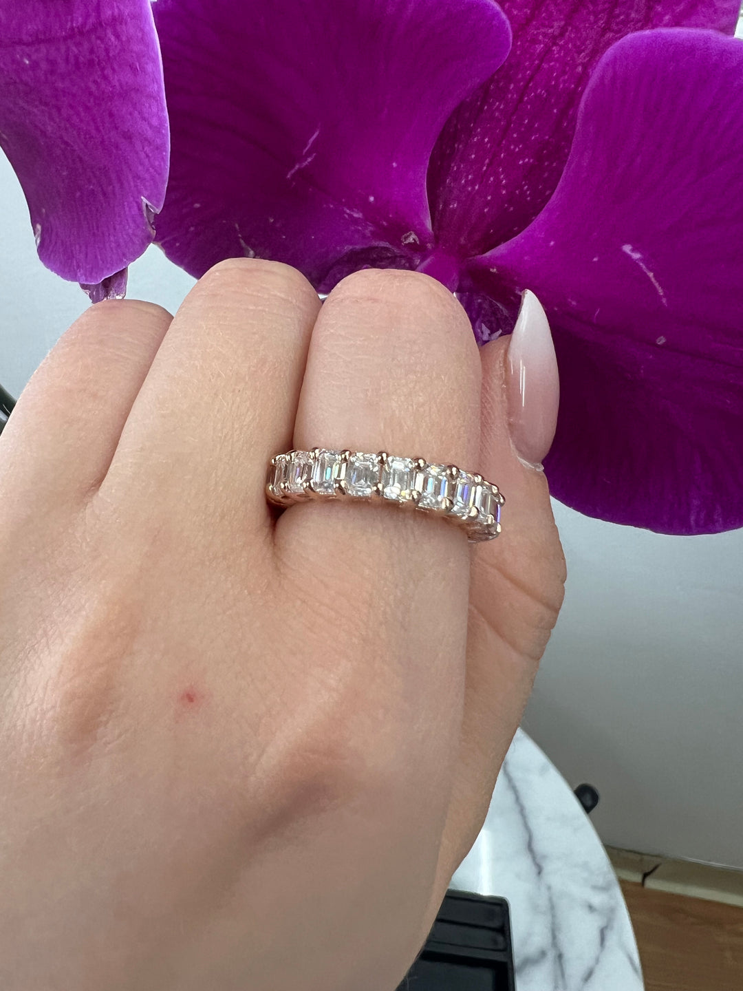 Emerald Cut  Eternity Band