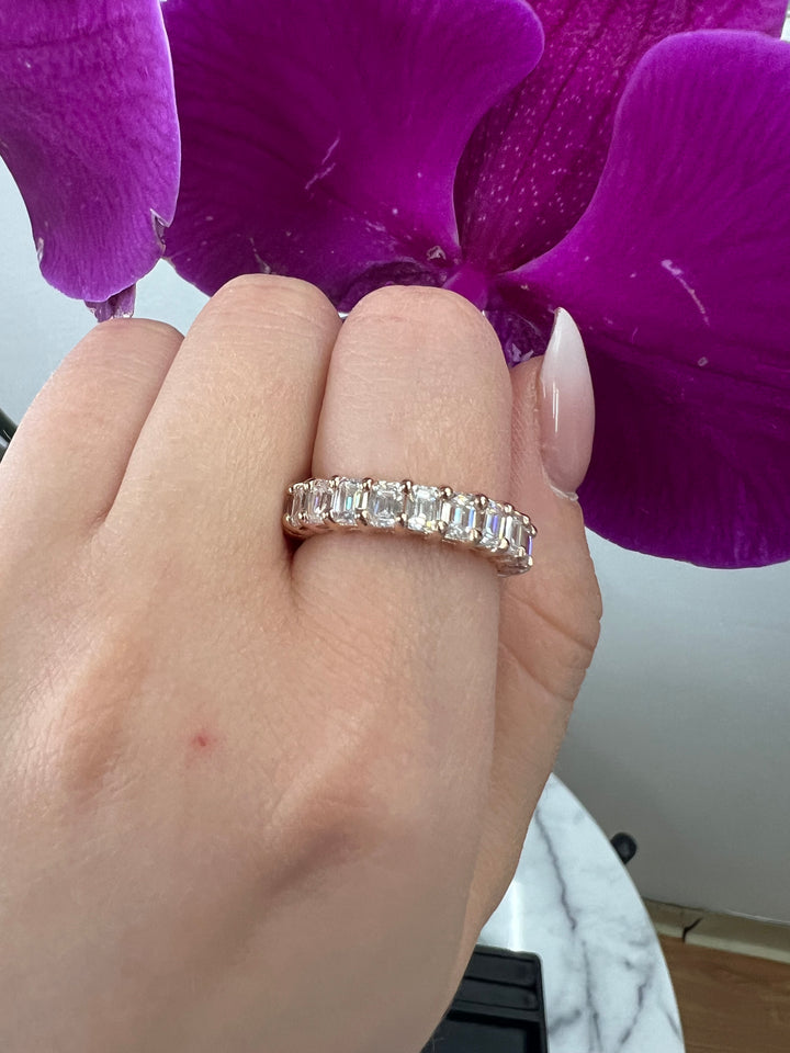 Emerald Cut  Eternity Band