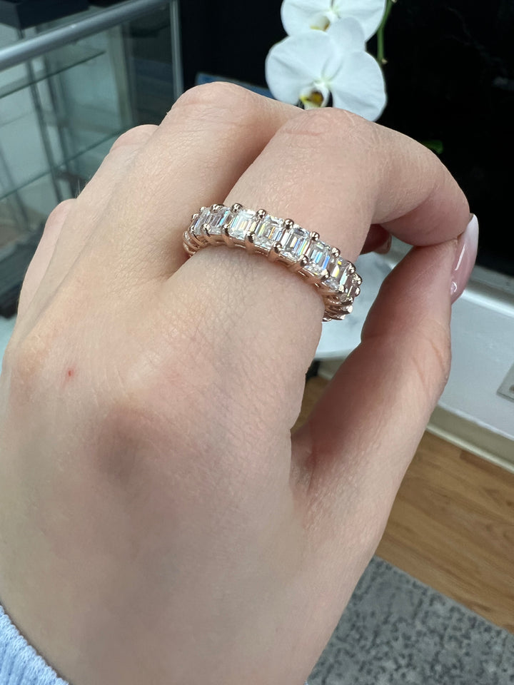 Emerald Cut Eternity Band - U Prong Setting