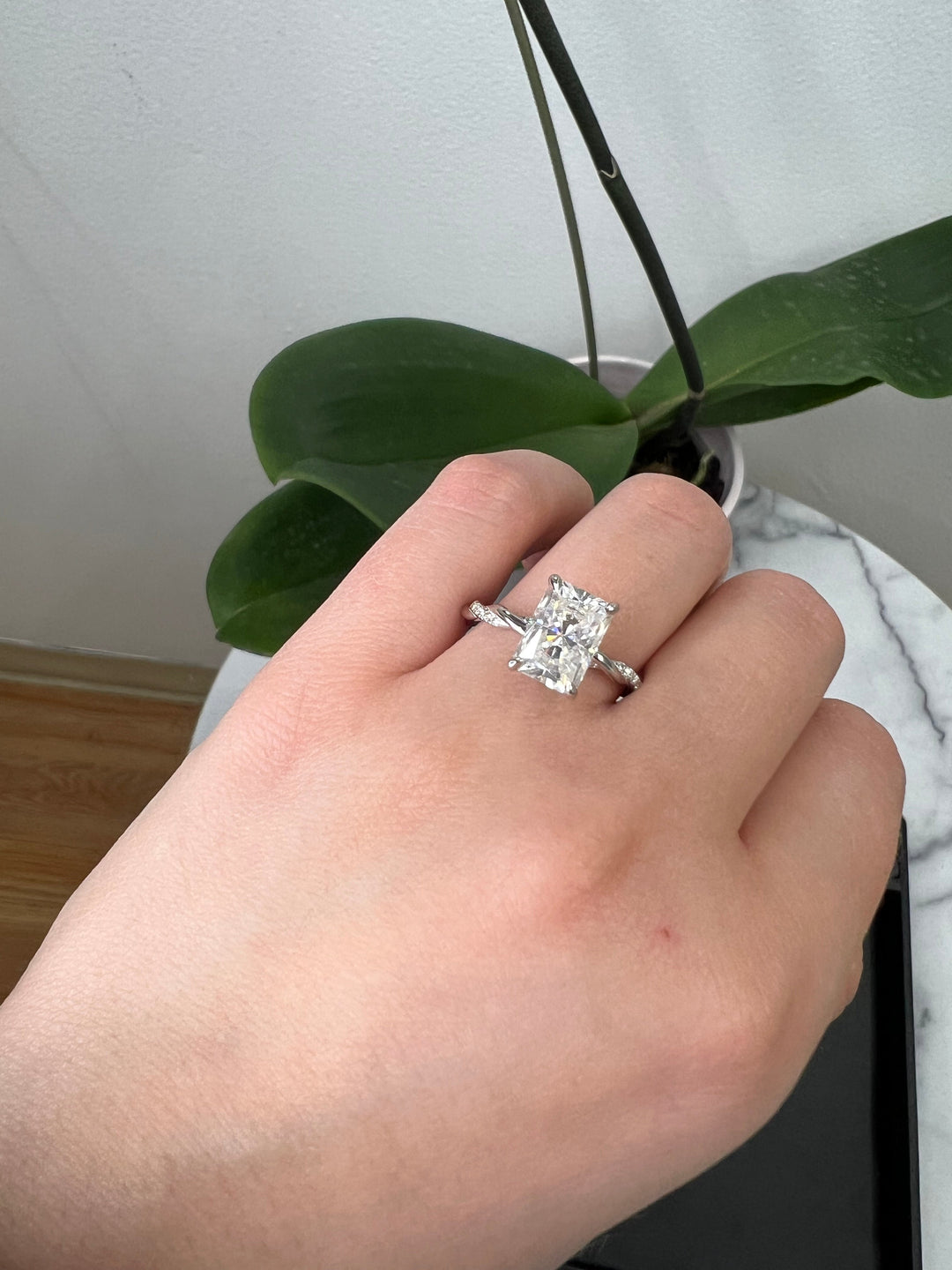 Radiant Cut Twisted Band Engagement Ring
