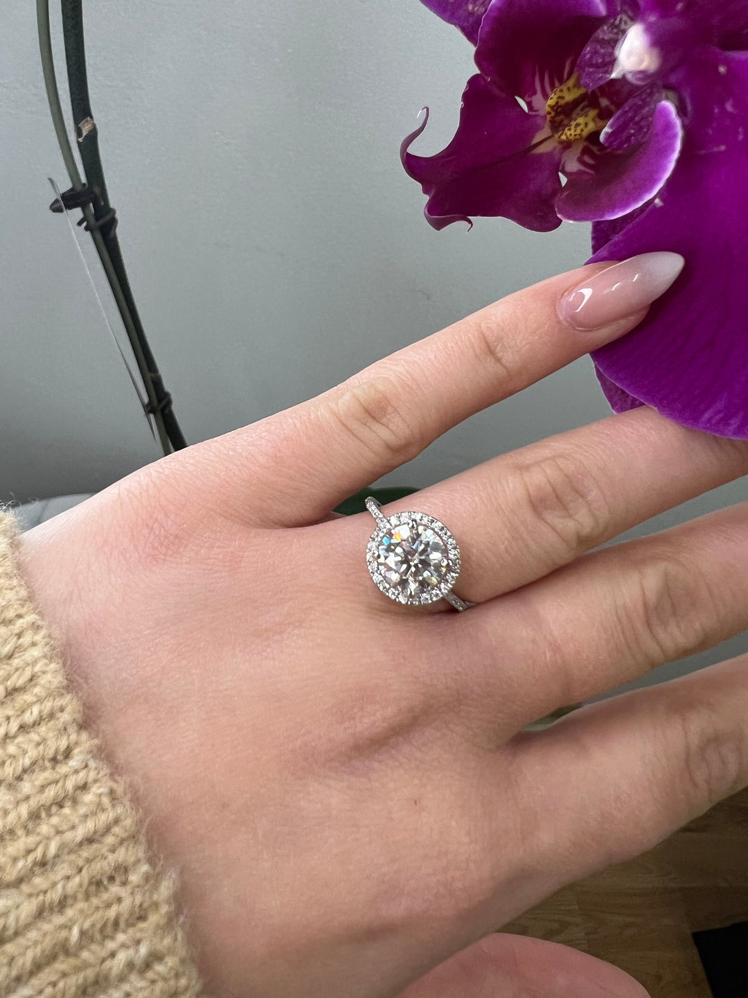 Round Cut Halo Engagement Ring