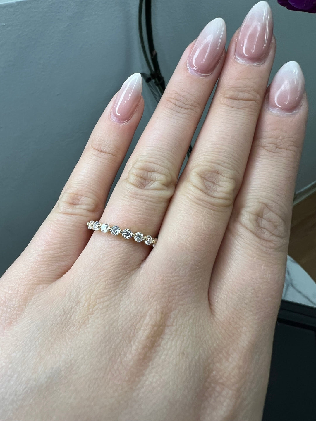 Round Cut Single Prong Eternity Band