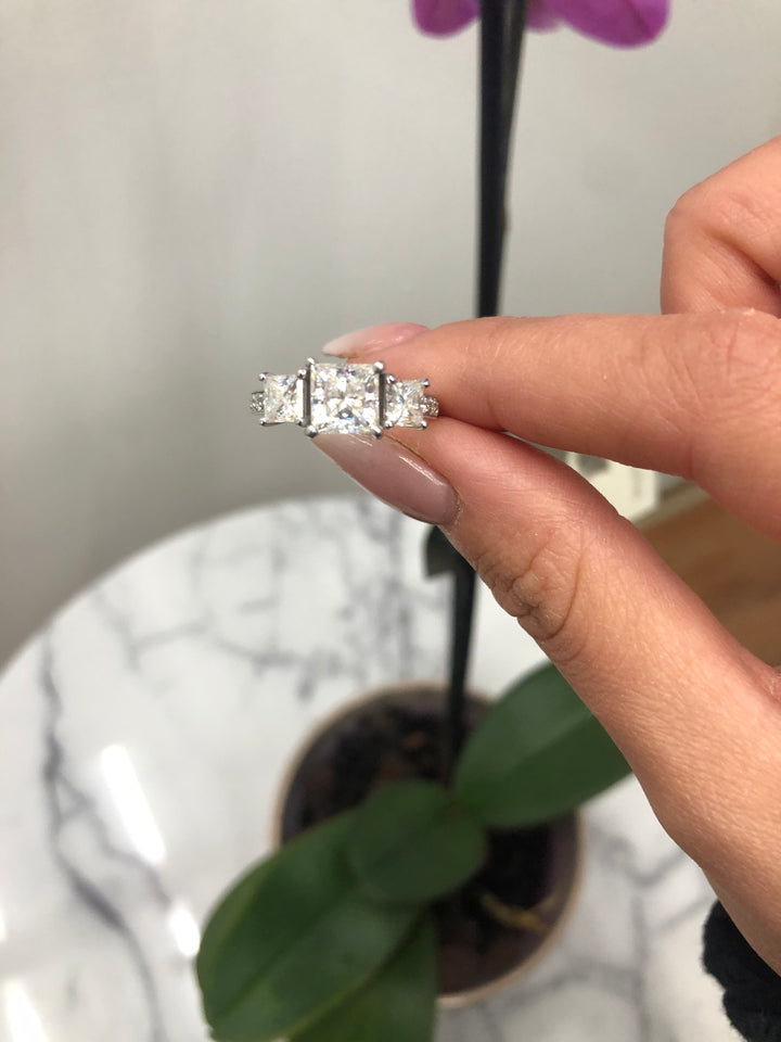 Princess Cut Engagement Ring with Sidestones