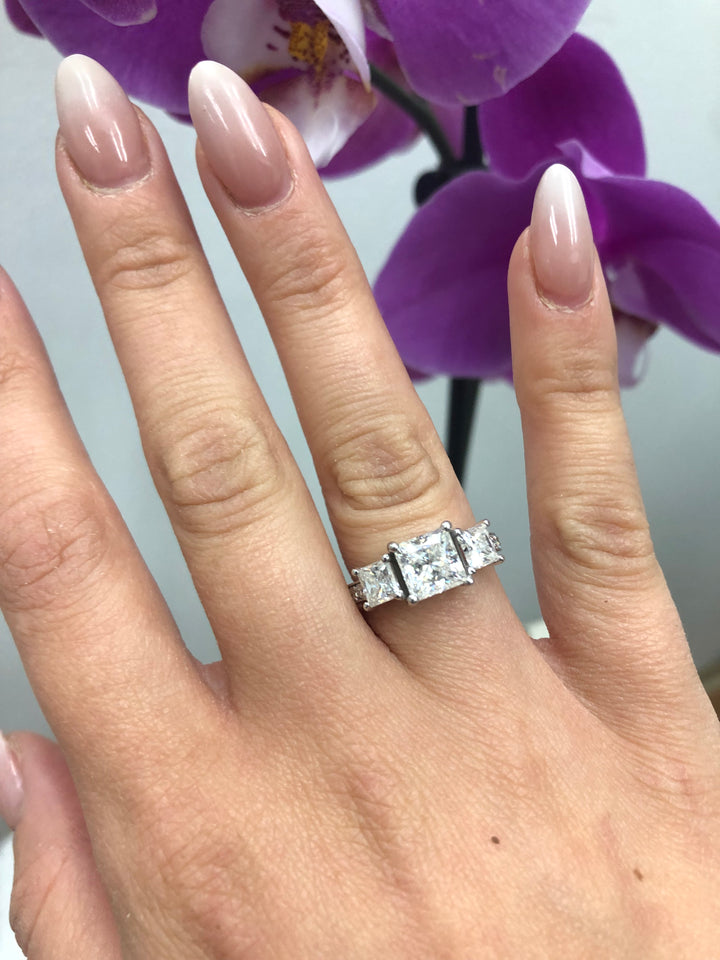 Princess Cut Engagement Ring with Sidestones