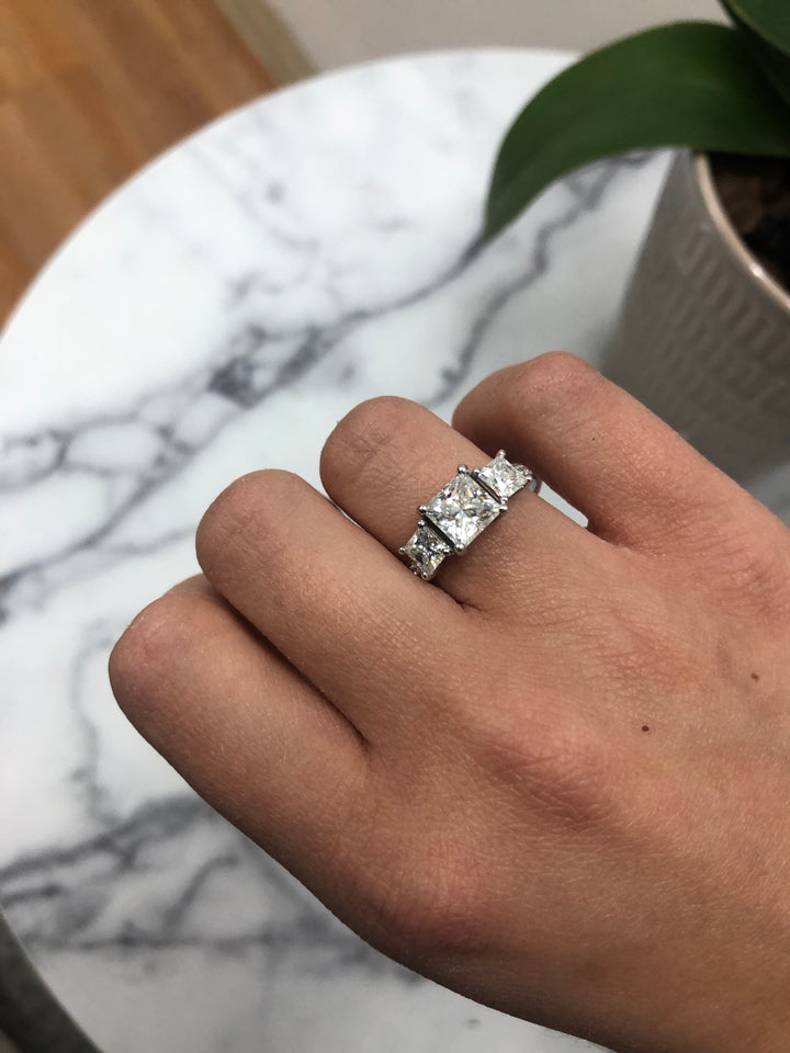 Princess Cut Engagement Ring with Sidestones