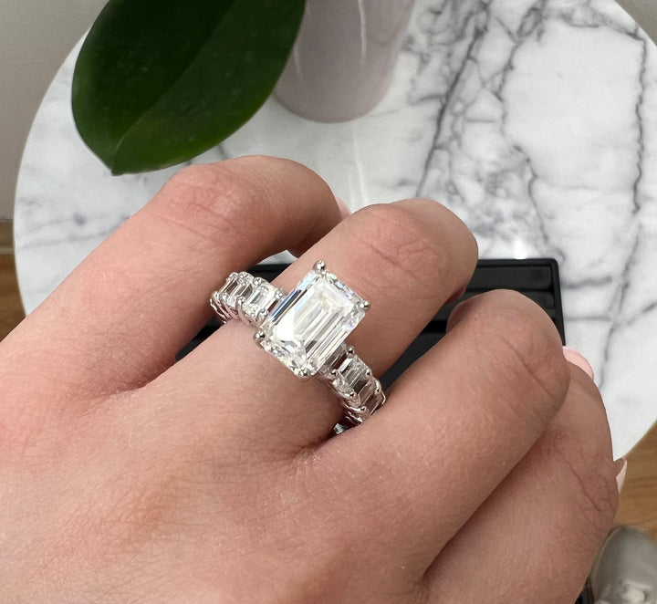Emerald Cut Eternity Engagement Ring (U-Prong Setting)