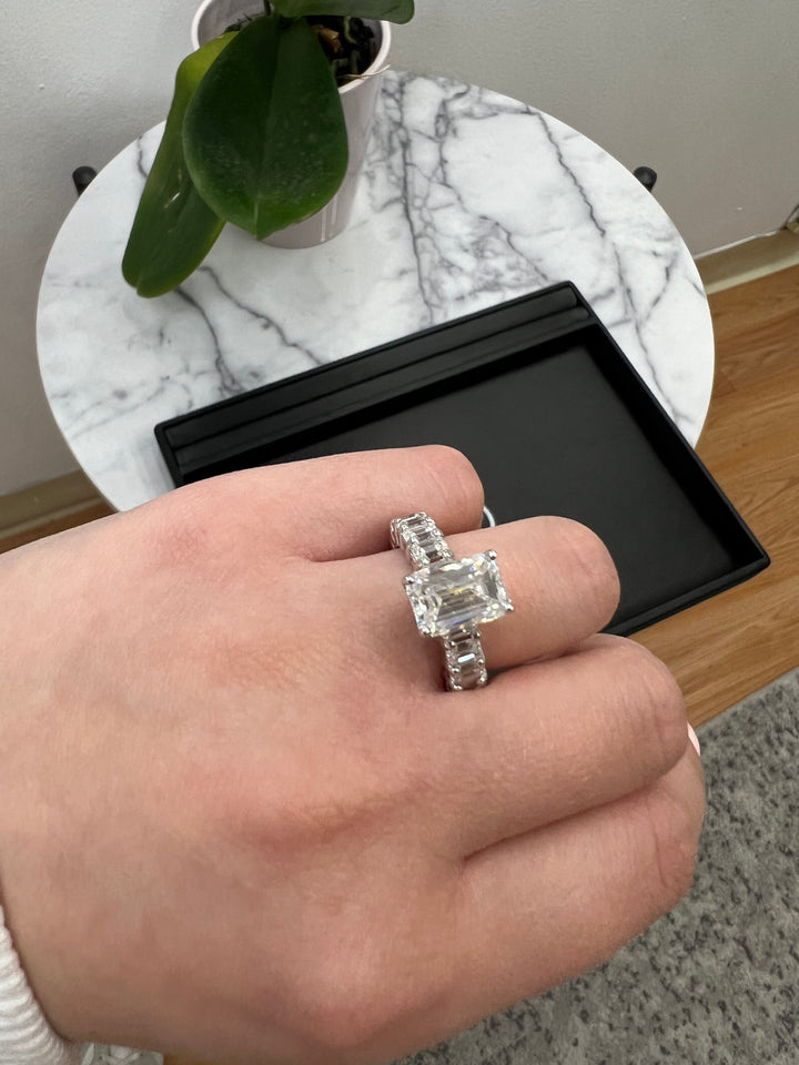 Emerald Cut Eternity Engagement Ring (U-Prong Setting)