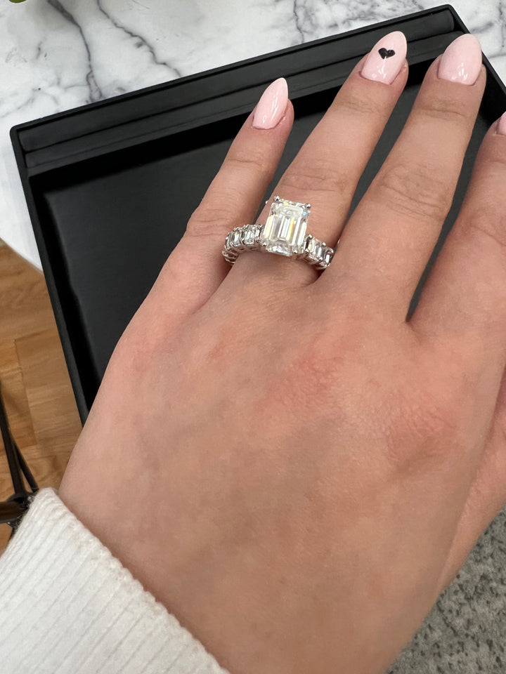 Emerald Cut Eternity Engagement Ring (U-Prong Setting)