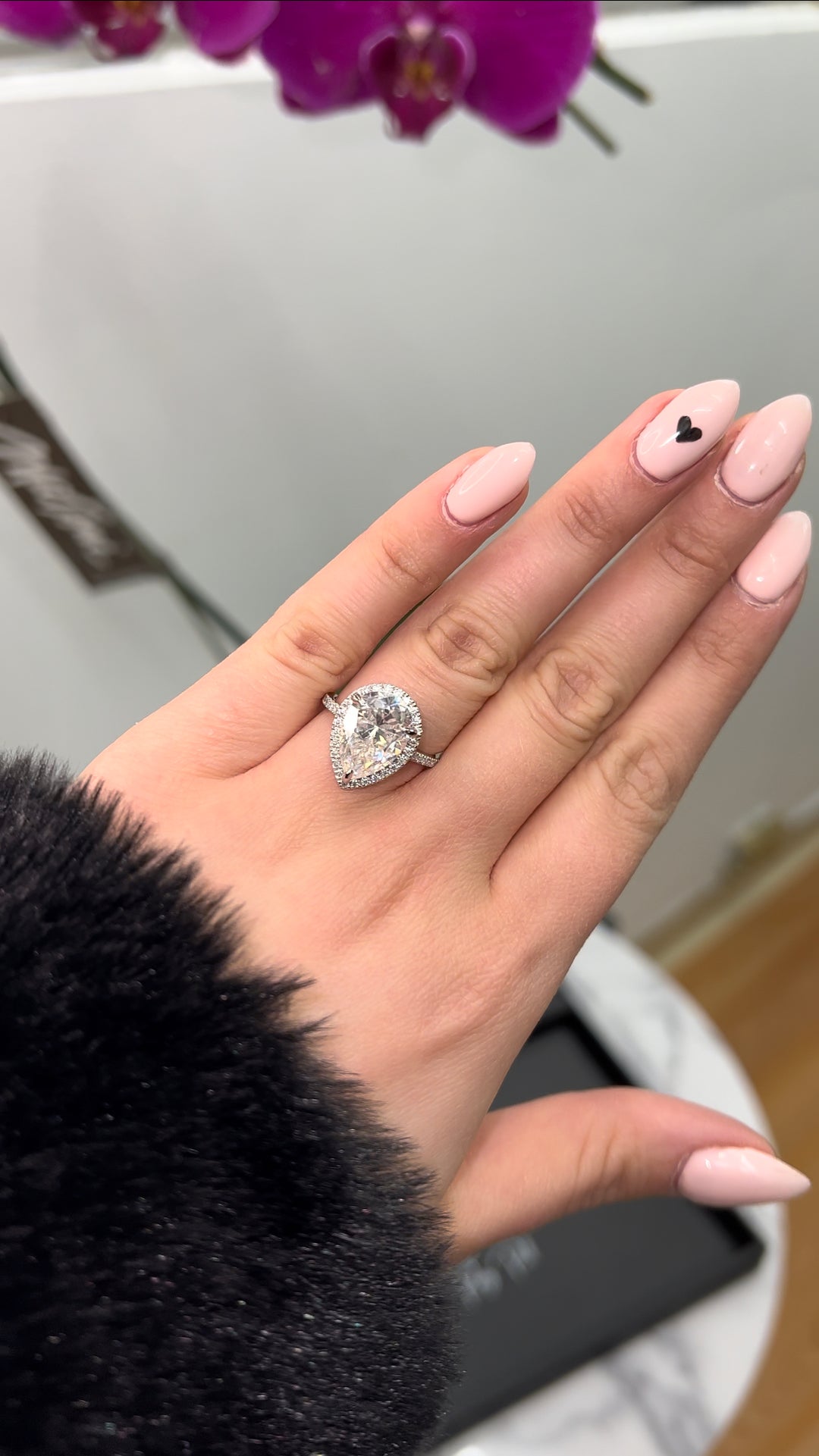 Pear Shape Halo   Engagement Ring with Sidestones