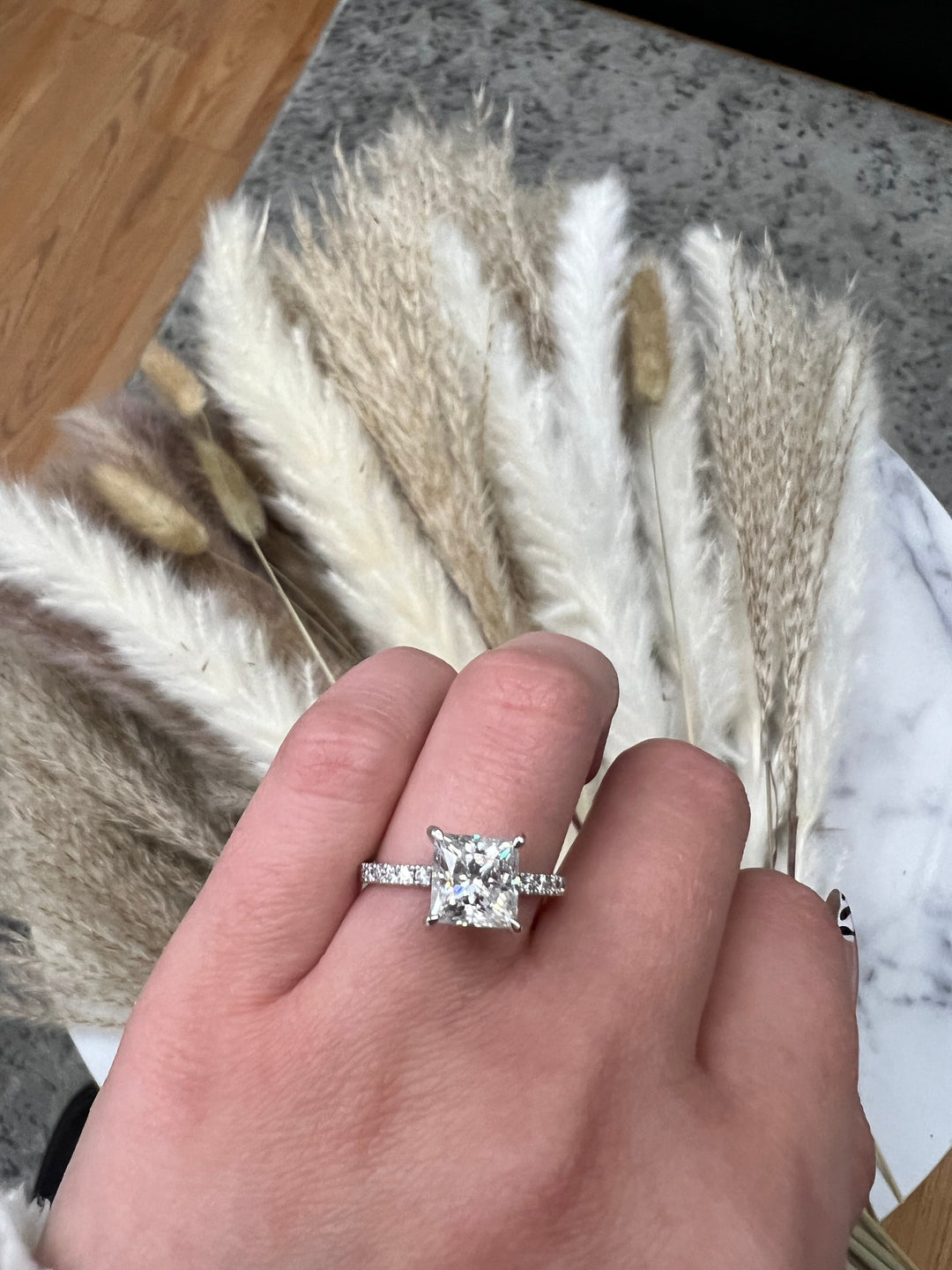 Princess Cut Engagement Ring With Pavé Band